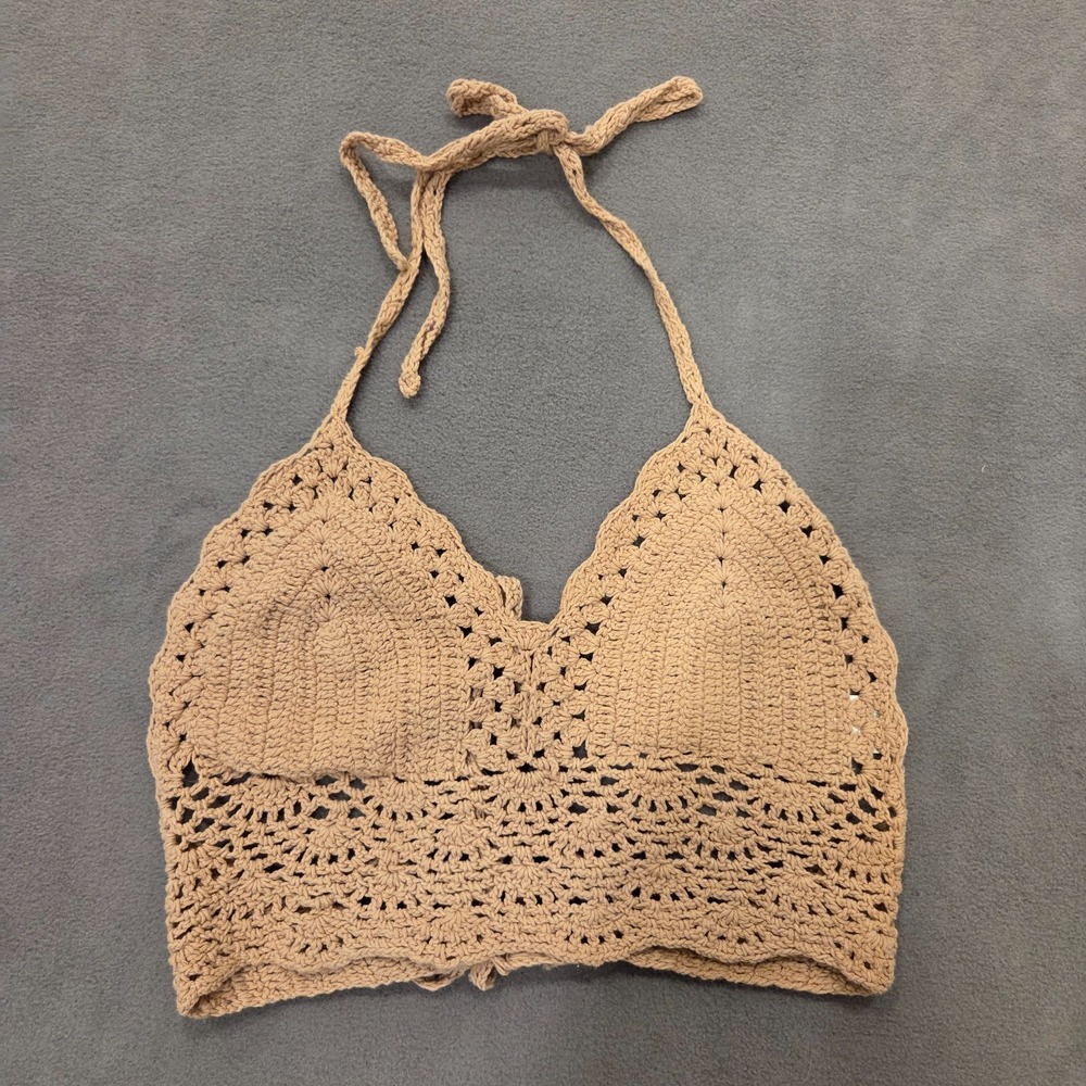 Women's Beige Crochet Bra Top Boho Festival Hippie  Boho Beach‎